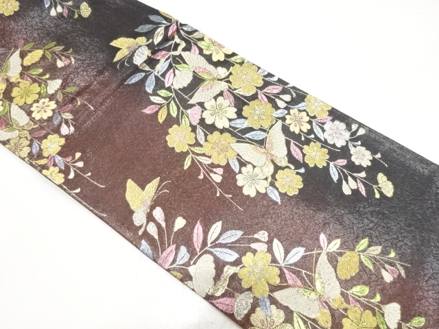 JAPANESE FUKURO OBI FOR FURISODE / WOVEN WEEPING SAKURA